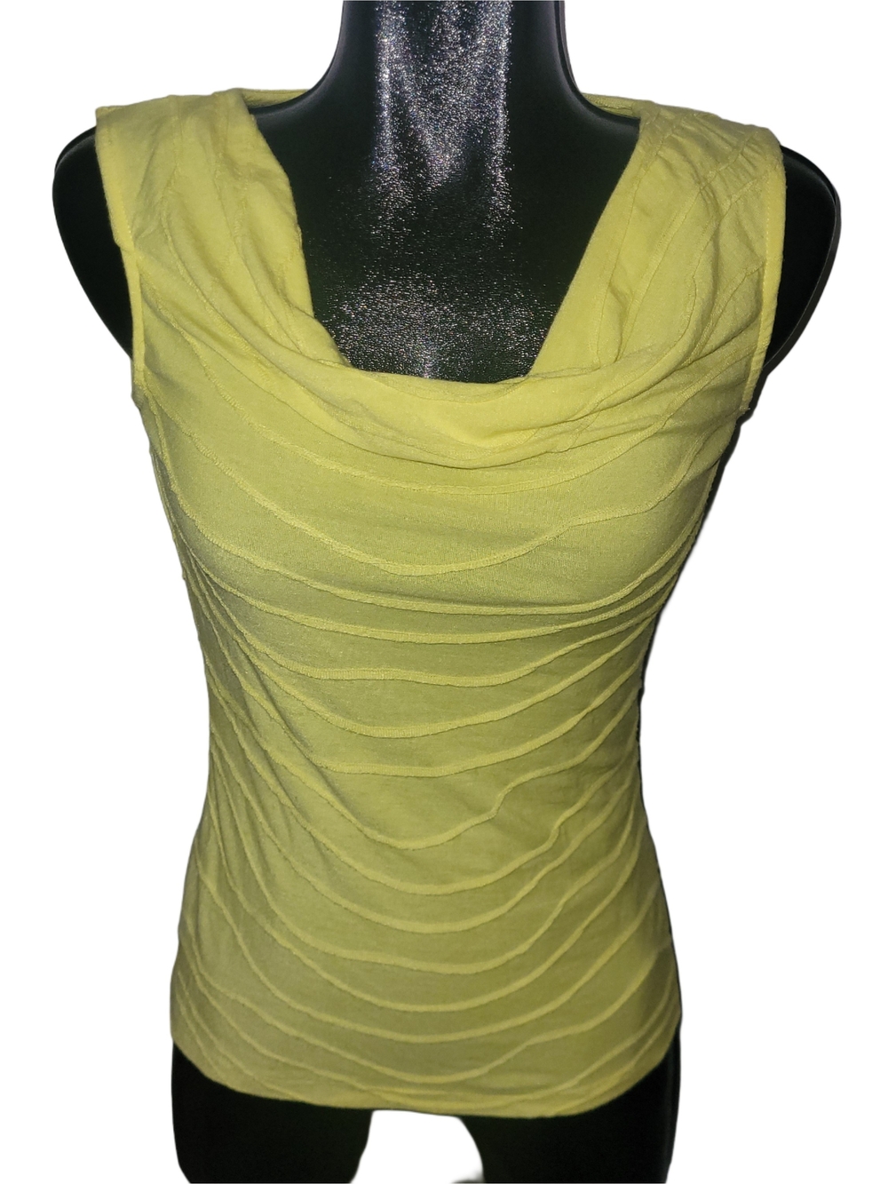Le Grenier Women's Sleeveless Draped Cowl Neck Yellow Top M